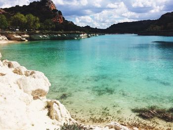 Scenic view of beach against sky