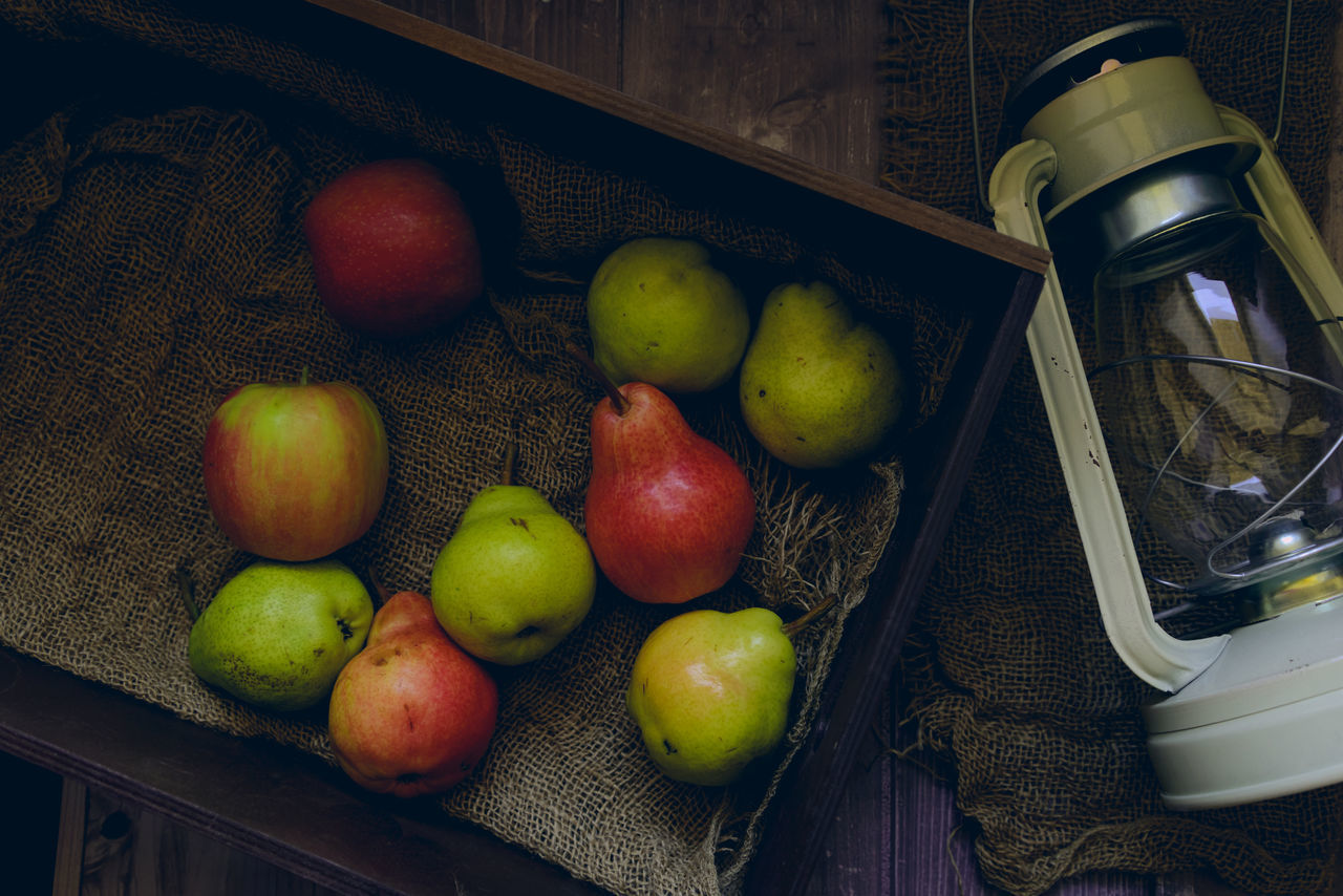 HIGH ANGLE VIEW OF FRUITS IN BASKET