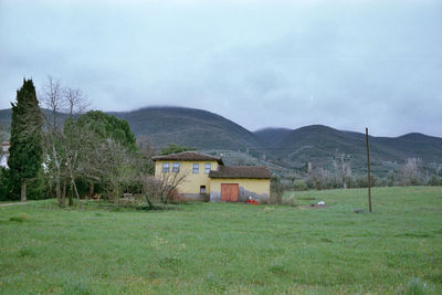 Village house on field