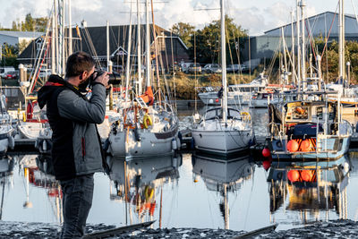 Boats in harbor