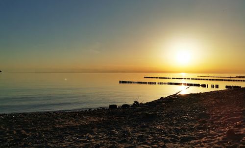 Sunset on rügen at the kreuzbuhne in dranske