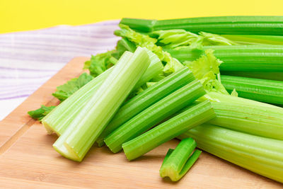Close-up of chopped vegetables on cutting board