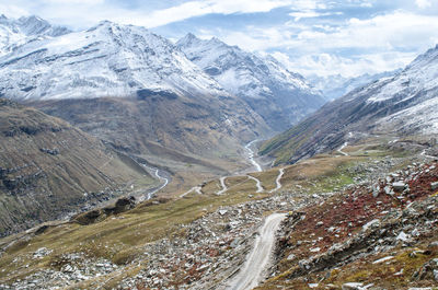 Scenic view of snowcapped mountains