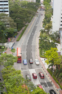 High angle view of traffic on road