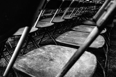Close-up of empty seats