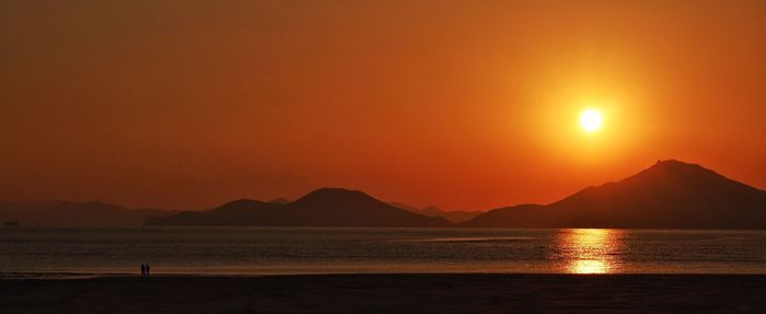 Scenic view of sea at sunset