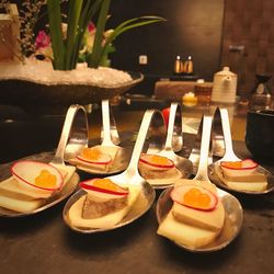 Close-up of food on table