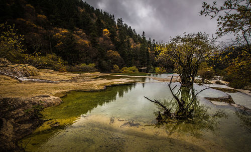 Scenic view of lake against sky