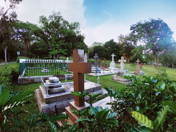 View of cemetery against sky