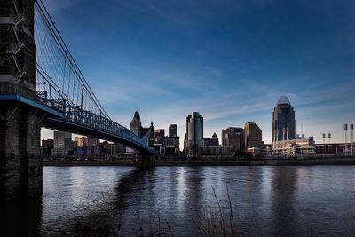 City skyline with river in background