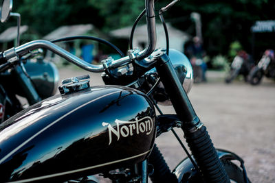 Close-up of bicycle parked on street