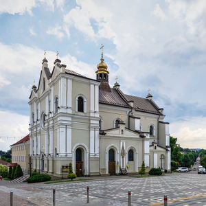 Cathedral of the holy trinity on the market square in drohobych city, lviv region of ukraine