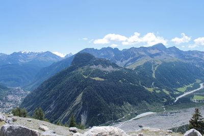 Scenic view of mountains against sky