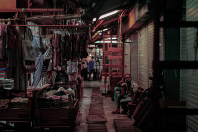 People at market stall