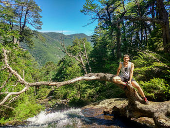 Man amidst trees in forest