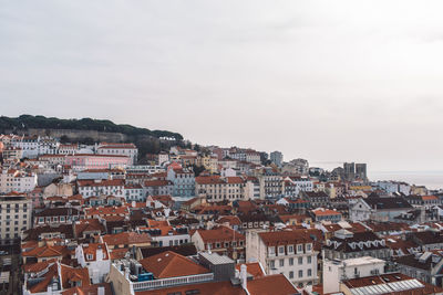 High angle view of townscape against sky