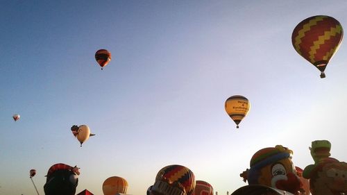 Low angle view of hot air balloons