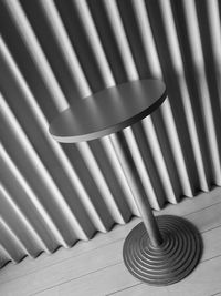 High angle view of removable curtain behind a bar table