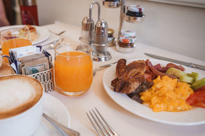 Close-up of food in plate on table