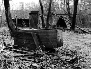 Old wooden fence in forest