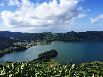 Scenic view of lake against sky