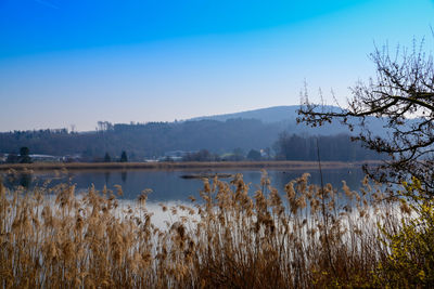 Scenic view of lake against sky