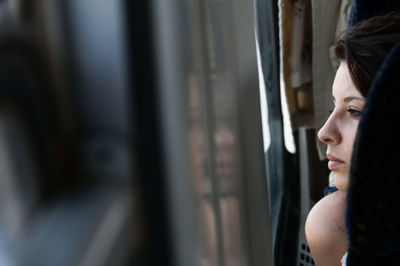 Close-up of woman traveling