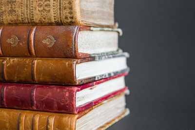 Stack of books on table