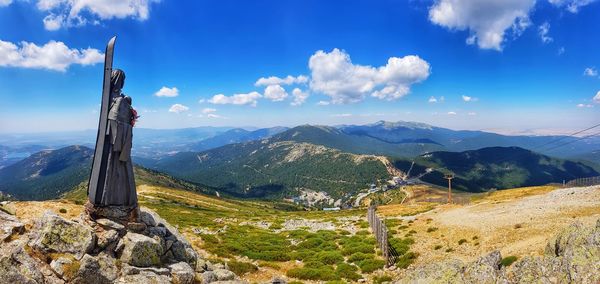 Scenic view of mountains against sky