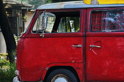 Close-up of red car window