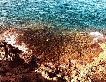 High angle view of rippled water