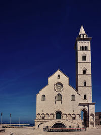 Low angle view of church against clear blue sky.
cattedrale di trani, italy