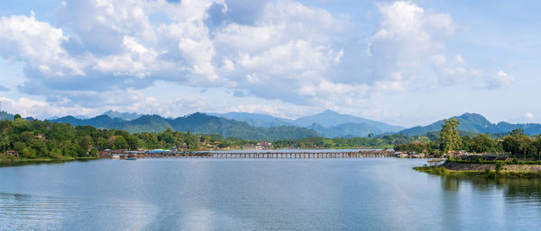 Mon bridge over songalia river,  sangkhlaburi, kanchanaburi, thailand