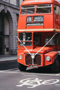 Vintage car on road in city