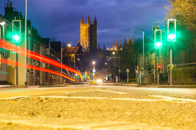 Illuminated street at night