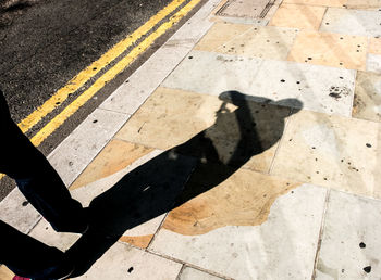 High angle view of shadow on road