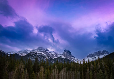 View of mountain range against cloudy sky