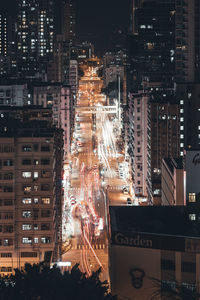 Illuminated buildings in city at night