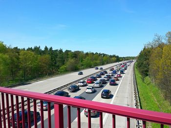 High angle view of vehicles on road