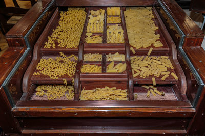 High angle view of food for sale in market