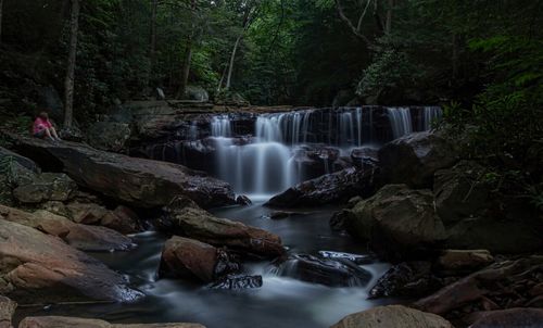 Stream flowing through rocks in forest