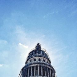 Low angle view of building against blue sky