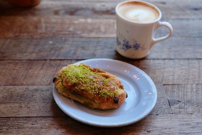 Close-up of breakfast served on table