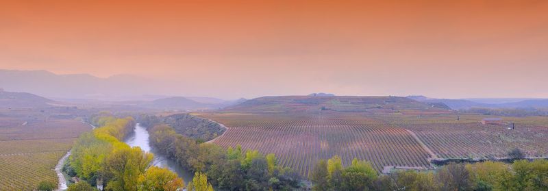 Scenic view of field against sky during sunset