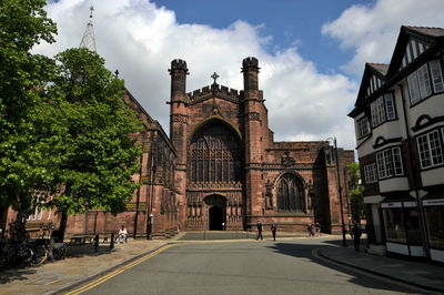 View of the facade of chester cathedral, chester, england.