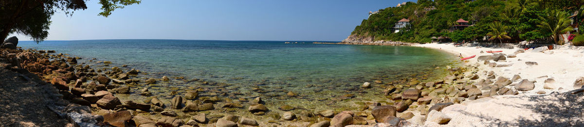 Scenic view of sea against clear sky