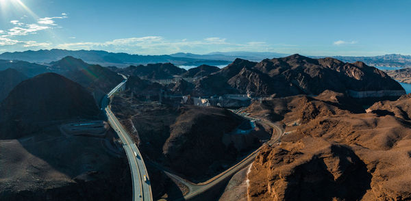 Aerial view of the hoover dam in united states.