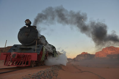 A steam train from the time of the ottoman empire in wadi rum in southern jordan