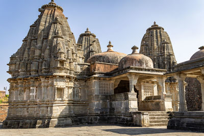 Ancient temple dome unique architecture with bright blue sky at morning