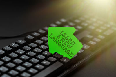 Close-up of computer keyboard on table